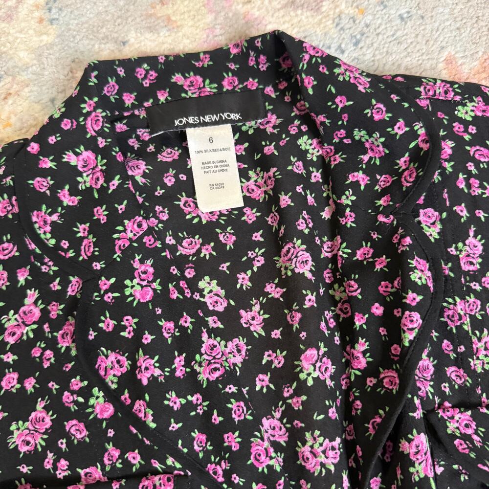 Vintage 90s / Y2K purple and black floral silk blazer - Picture 6 of 8